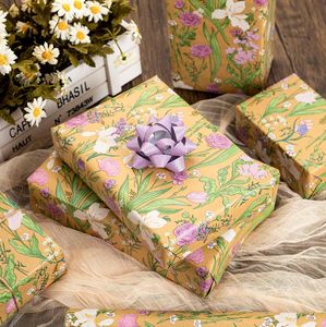 Daily Bohemian-style purple flower <b>pattern</b> cowhide gift wrapping <b>paper</b> for girl mother teacher - Product Image 2