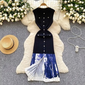 Abito elegante e sottile da donna con spalline Vintage Sexy in maglia monopetto lungo Midi drappeggiato <span class=keywords><strong>per</strong></span> le vacanze al mare - Product Image 3