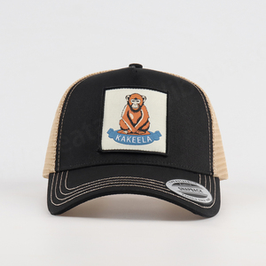 Sombrero de camionero de felpa de rendimiento con logotipo de parche tejido privado personalizado al por mayor, Snapback de algodón de malla estructurada de 5 paneles para deportes al aire libre - Product Image 2