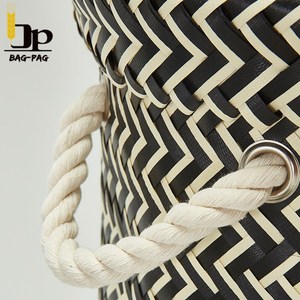 Linge coloré à la main panier en plastique tissé PP <span class=keywords><strong>plage</strong></span> paille panier pour la maison - Product Image 6