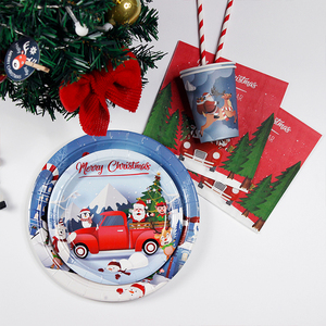 Snow Santa Claus Party Tableware Four-piece Set Merry Christmas Theme Paper Plates Set for 8 Guests - Product Image 3