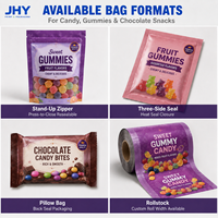 Sachet refermable premium à fond plat pour portions individuelles de bonbons et de gommes, emballage alimentaire personnalisé de qualité alimentaire pour snacks