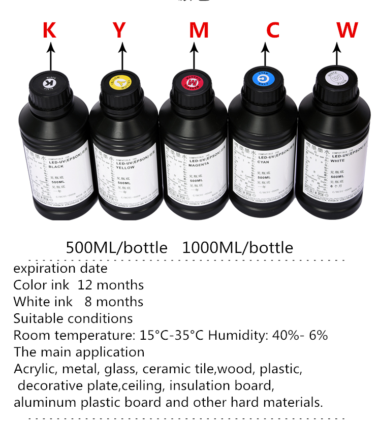 Can Ink Solidify LED Solidify CMYK+W UV Ink for Wall Printer - New UV Ink for Effective ...