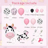 Kit de guirlande de ballons sur le thème de la vache rose, ballons en feuille d'aluminium à imprimé vache pour les filles, décorations de fête d'anniversaire sur le thème des animaux de la ferme