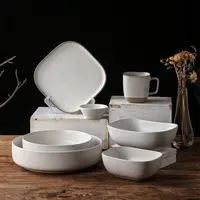 Groothandel Custom Spikkel Wit Nordic Luxe Servies Set Keramische Servies Set Voor Restaurant Thuisgebruik