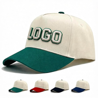 Casquette de baseball personnalisée en coton sergé avec broderie 3D bicolore, logo brodé, ajustable, unisexe, décontractée, couleur contrastée