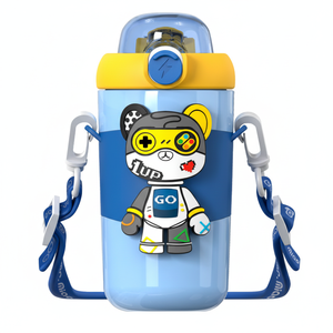 Gourde isotherme en plastique pour enfants, modèle féminin, avec paille, design créatif et tendance, écologique, portable, pour étudiants et bébés - Product Image 1