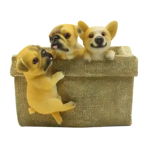 Resin containing/storage box/holder animal dog statue/figure home indoor/outdoor decoration