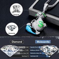 Collier Hip Hop de Luxe pour Homme en Argent Sterling 925 avec Pendentif Sac à Argent VVS Iced Out, Testeur de Diamant et Moissanite, Style Dollar USD
