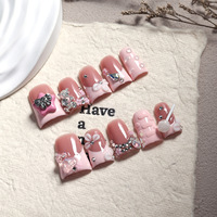 281-285 Faux ongles à presser en acrylique faits main, réutilisables, motif carré, modèle 10 pièces