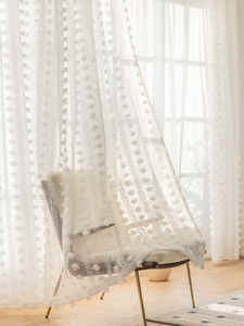 Style campagnard Beige blanc Crochet <span class=keywords><strong>rideau</strong></span> translucide ombrage lin gaze tissu pour la maison salon chambre fil cantonnière - Product Image 4