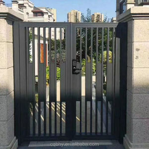 Nouveau modèle de portail battant moderne en alliage d'aluminium noir thermolaqué avec service de modélisation 3D, taille personnalisable, clôture et treillis - Product Image 4