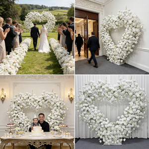 Arche de fleurs artificielles en rose pour décoration de mariage, blanche, romantique, onirique, faite à la main, haute simulation, réutilisable, recyclable - Product Image 4