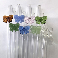 Pailles en verre borosilicate multicolores, transparentes, courbées, faites à la main, réutilisables pour bar
