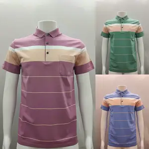 Newest Design Logo Custom Polo T Shirt with Striped Collar Custom Causal Wear Men's T-shirt Men Wear Polyester / Cotton