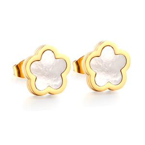 Boucles d'oreilles à clous en forme de fleur, en acier inoxydable, pour femmes, design minimaliste, style automne, forme de fleur de pêcher - Product Image 5
