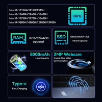 Ordenador OEM de 15.6 Pulgadas, Ordenador Portátil Económico al por Mayor, Precio para Estudiantes y Educación, 8GB+512GB IPS, Compatible con Huella Dactilar