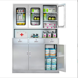 304 Stainless Steel Medical Cabinet 4 Door 5 Layer Hospital Storage With Glass Doors And <b>Drawers</b> Durable Push Pull Design - Product Image 2