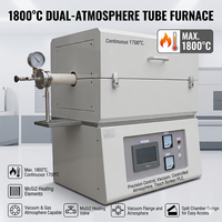 Horno de Tubo Rotatorio al Vacío con Calentamiento de MoSi2 para Laboratorio 1800C, Horno Eléctrico de Tubo Rotatorio con Tubo Cerámico de Alúmina y Kit de Sellado