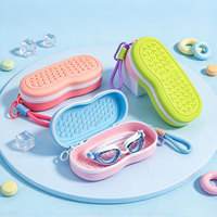 Boîte de rangement respirante avec fermeture éclair, étanche, résistante aux chutes, étui de protection portable pour lunettes, étui en silicone pour lunettes de natation
