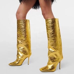 Custom Made Women Solid Shoes on Knee High <b>Boots</b> Thin High Heels Square Toe Stiletto Long Booties - Product Image 1