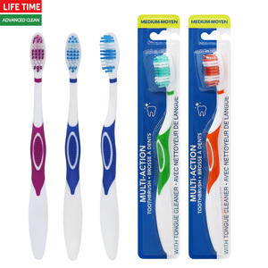 Customized Packing Service Adult <strong>Tongue</strong> <strong>Cleaner</strong> Function Anti slip Soft <strong>Rubber</strong> Handle Toothbrush Tooth Brush - Product Image 1