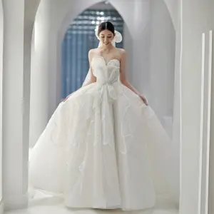 2024 neueste Elfenbein Mode Vestido De Noiva Braut Spitze Ehe Frauen Brautkleid MK201 3D-Design