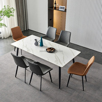 Ensemble de salle à manger moderne pour la maison, table à manger en marbre et métal avec 8 chaises, fabriqué à Foshan, tables et chaises pour restaurant