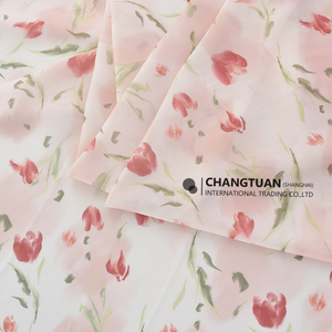 Tela de Chifón Floral al por Mayor para Confección de Vestidos, Tela de Chifón Estampada con <span class=keywords><strong>Tulipanes</strong></span> en Acuarela - Product Image 3