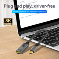 Cable Adaptador USB-C a DP Justlink OEM/ODM 8K 60Hz 4k 120hz UHD con Carcasa de Aleación de Aluminio para Laptop, TV y Proyector
