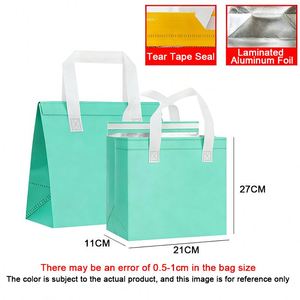 Bolsa Térmica Rosa Pequeña para Llevar Pastel, Bolsa de Almuerzo Aislada de Papel de Aluminio, Bolsa de Picnic, Bolsa de Compras de Tela No Tejida para Almacenamiento de Alimentos - Product Image 2