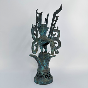 Tardo Shang dinastia Sanxingdui bronzo testa umana artefatto ottone lucido placcato uso per regalo portato alla luce Guanghan Sichuan rovine - Product Image 4