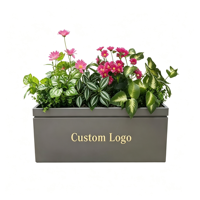 Jardinière contemporaine en acier au carbone antirouille, ensemble de bacs à fleurs métalliques personnalisés pour aménagement extérieur commercial