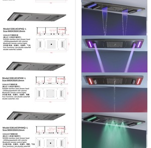 Set Doccia a Incasso con LED Soffione a Soffitto Rubinetteria da Bagno a Parete Kit di Lusso in Ottone Miscelatore a Pioggia - Product Image 3