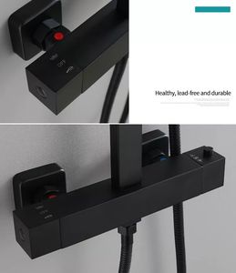 Doccia a pioggia miscelatore termostatico set doccia colonne de douche noir - Product Image 4