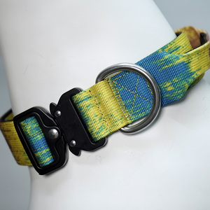 Vibrant Tie-Dye Luxury Tactical Dog Collar Personalized Durable Nylon Training Collar Stainless Steel D <b>Ring</b> Metal Hardware - Product Image 3