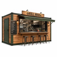 Restaurant Grill Conteneur Extérieur 20 pieds, Bar Conteneur Maritime Préfabriqué, Kiosque Mobile de Restauration Rapide, Supermarché Mobile pour Camping et Sites Touristiques