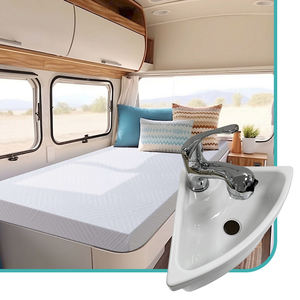 JDA Wholesale Boat Caravan <strong>RV</strong> Camper White Acrylic Triangular Wash Basin Sink with <strong>Faucet</strong> Drain Hose Kit - Product Image 5