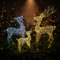 Ensemble de 3 rennes pliables en fer avec lumières LED, étanches IP44, écologiques, décoration de Noël extérieure pour la maison