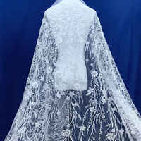 Tissu en dentelle de tulle brodé de perles et de sequins en forme de poire pour robe de mariée, rideau, nappe DIY