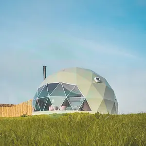 2024 Nieuwe Semi Permanente Glamping Tenda Voor Outdoor Camping Ronde Bal Tent Versierde Koepel Carpa Met Badkamer Voor 2-4 Personen
