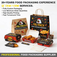 Ensemble d'emballages pour la restauration rapide avec logo personnalisé imprimé, gobelets en papier jetables, sacs de transport, boîtes d'emballage pour hamburgers et poulet frit