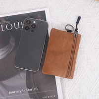 Dompet Kecil Kanvas Dompet Koin Ringan Portabel Kantong Tali Pengikat Gesper Uniseks Tempat Kartu Kunci Tas Penyimpanan Lapisan Poliester