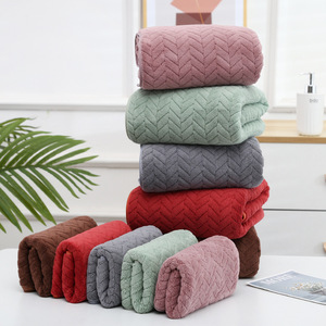 <span class=keywords><strong>Serviette</strong></span> de bain et de visage en molleton corail tricoté warp, ultra absorbante, douce, chaude, vente en gros - Product Image 1