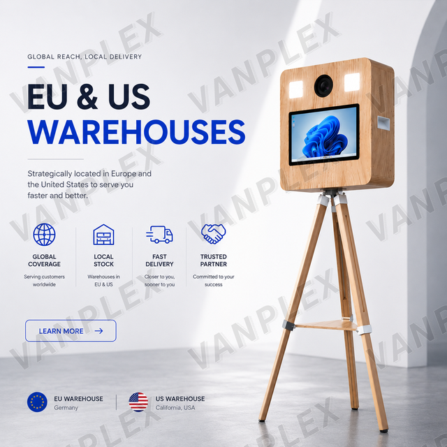 Wholesale Photo Booth Enclosure Wooden Style DSLR Camera Touch Screen LED Light Tripod for Party Business