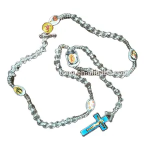 Rosary beads necklace, acrylic diamond beads religious rosary, catholic rosary chain with corss