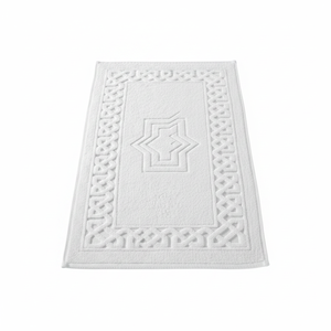 Toalla de pie para hotel de la serie Venus 20/2, tejido de rizo 100% algodón, blanca, geométrica, con jacquard en relieve, para spa/baño/ducha/hogar - Product Image 2