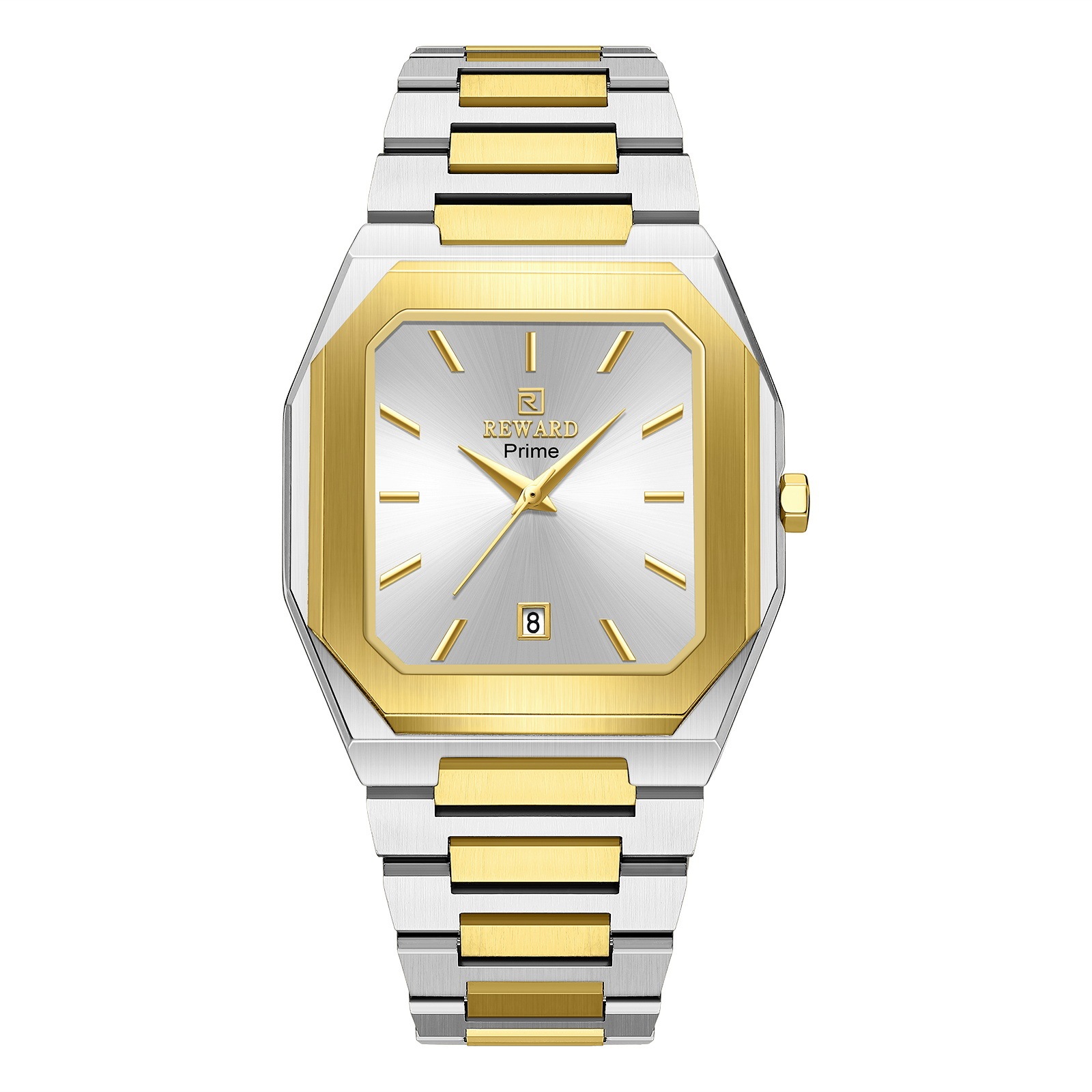 Two-tone case, white dial, two-tone band