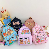 Sac à dos étudiant personnalisé tendance avec motif capybara imprimé, léger, bretelles réglables, respirant et décompression