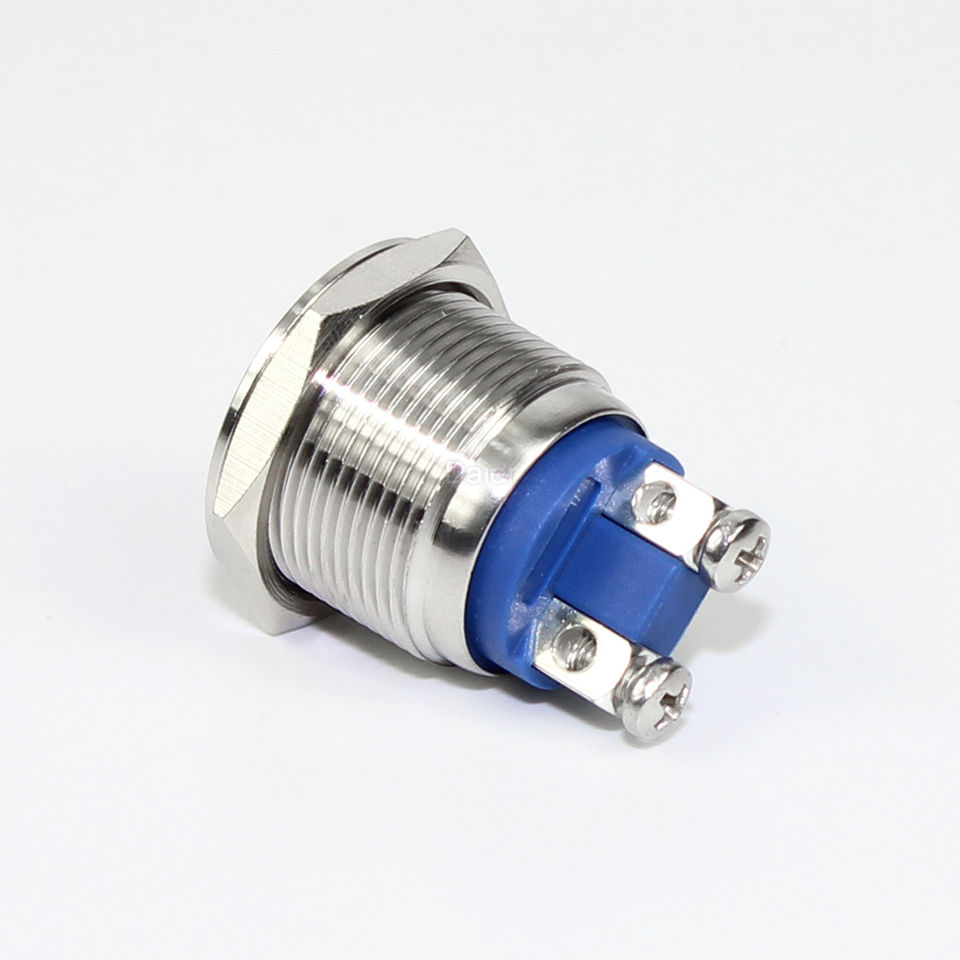 19MM Waterproof Flat Shape Screw Terminal Metal Push Button Switch